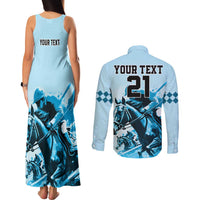 Personalised Kentucky Horse Racing Couples Matching Tank Maxi Dress and Long Sleeve Button Shirts 151st Anniversary Sporting Art Blue Version LT9