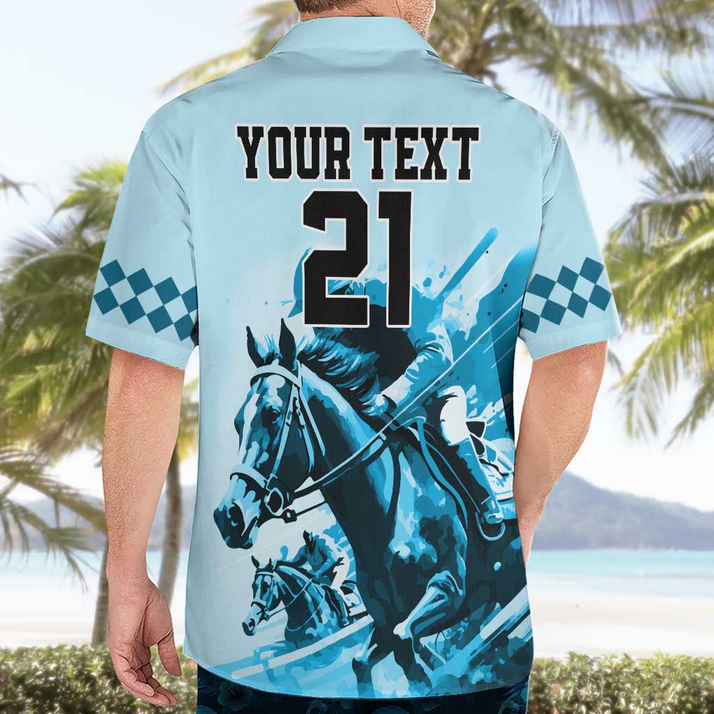Personalised Kentucky Horse Racing Hawaiian Shirt 151st Anniversary Sporting Art Blue Version LT9