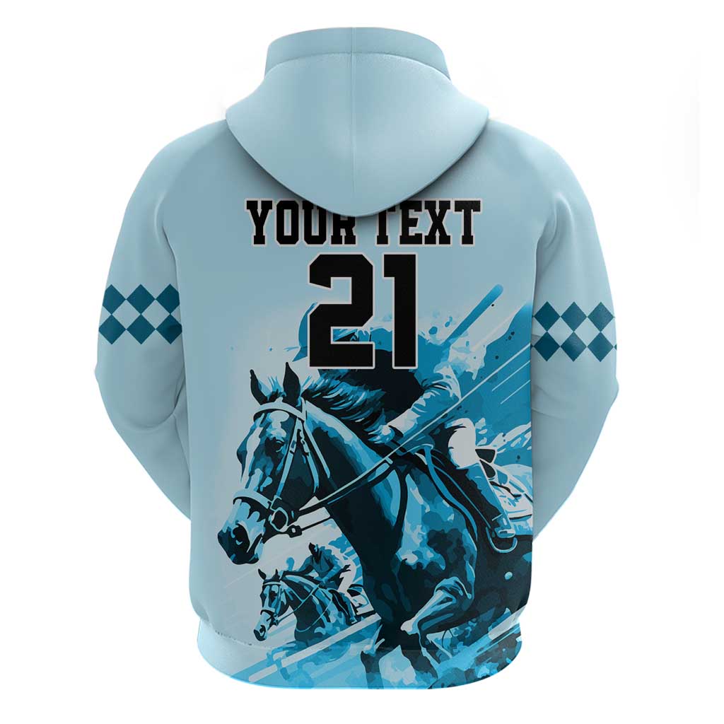 Personalised Kentucky Horse Racing Hoodie 151st Anniversary Sporting Art Blue Version LT9