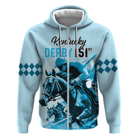 Personalised Kentucky Horse Racing Hoodie 151st Anniversary Sporting Art Blue Version LT9