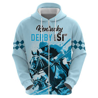Personalised Kentucky Horse Racing Hoodie 151st Anniversary Sporting Art Blue Version LT9