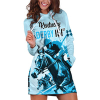 Personalised Kentucky Horse Racing Hoodie Dress 151st Anniversary Sporting Art Blue Version LT9