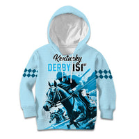 Personalised Kentucky Horse Racing Kid Hoodie 151st Anniversary Sporting Art Blue Version LT9