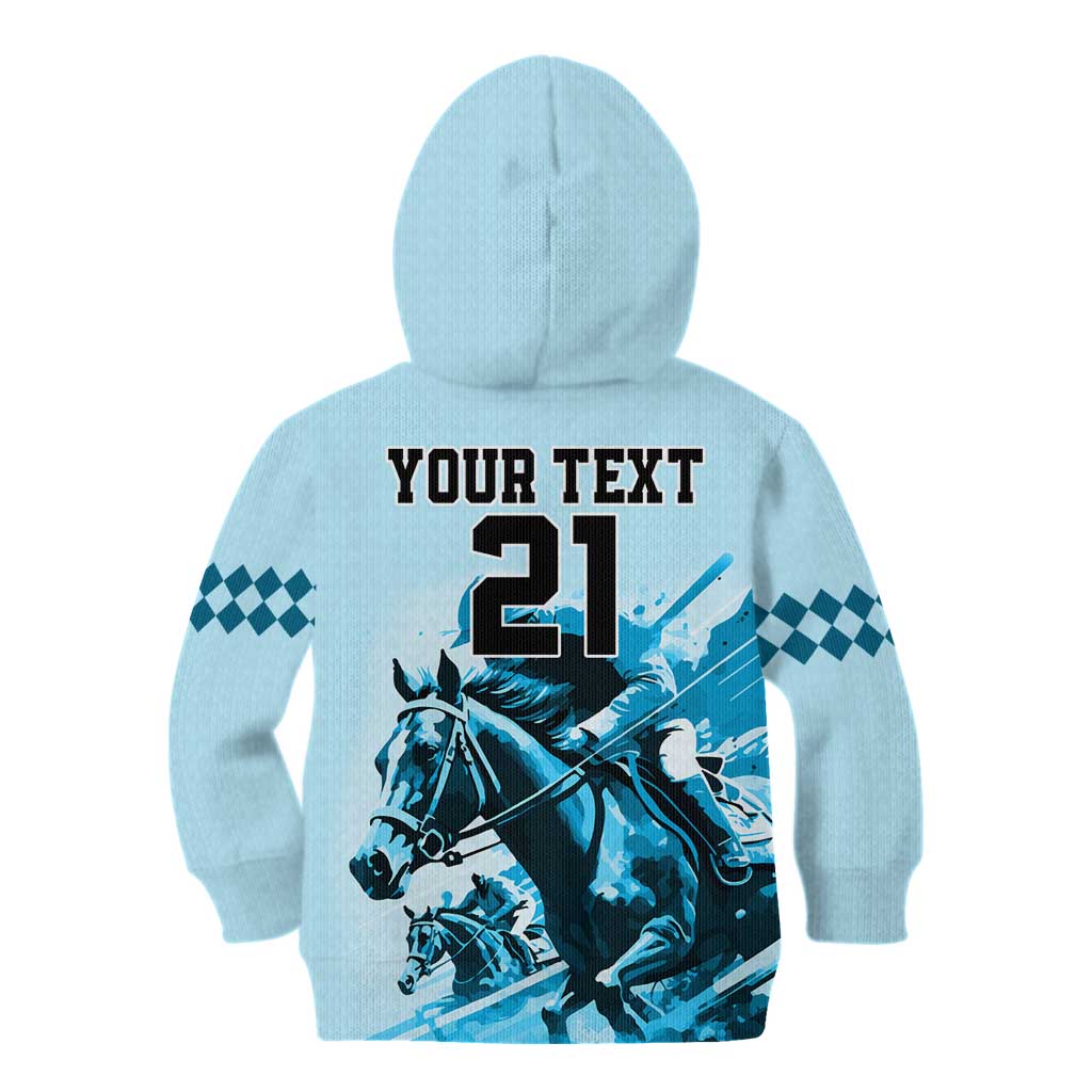 Personalised Kentucky Horse Racing Kid Hoodie 151st Anniversary Sporting Art Blue Version LT9