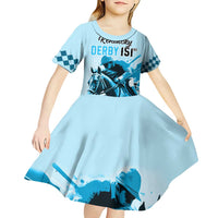 Personalised Kentucky Horse Racing Kid Short Sleeve Dress 151st Anniversary Sporting Art Blue Version LT9