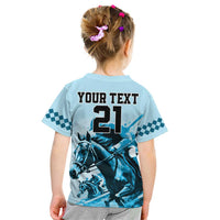 Personalised Kentucky Horse Racing Kid T Shirt 151st Anniversary Sporting Art Blue Version LT9
