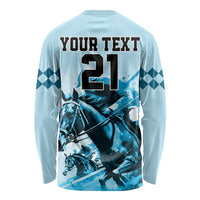 Personalised Kentucky Horse Racing Long Sleeve Shirt 151st Anniversary Sporting Art Blue Version LT9