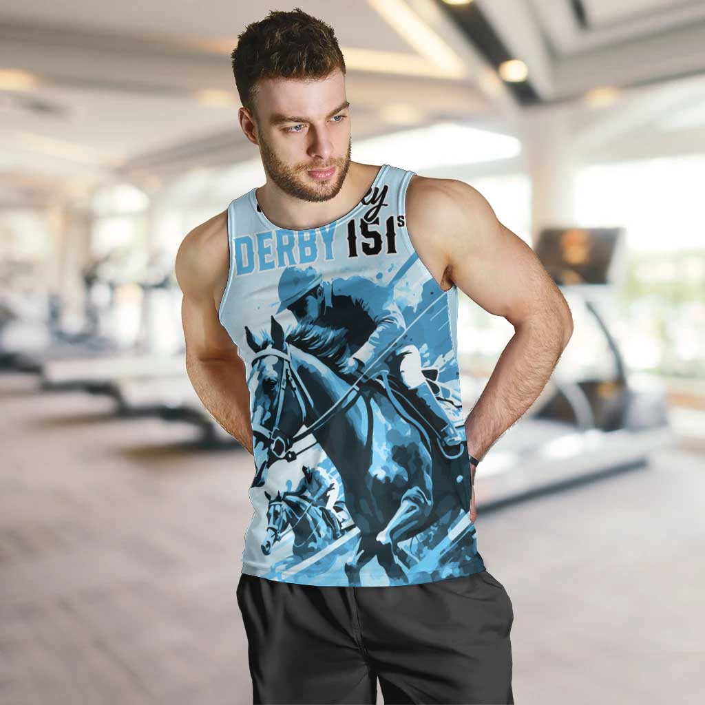 Personalised Kentucky Horse Racing Men Tank Top 151st Anniversary Sporting Art Blue Version LT9