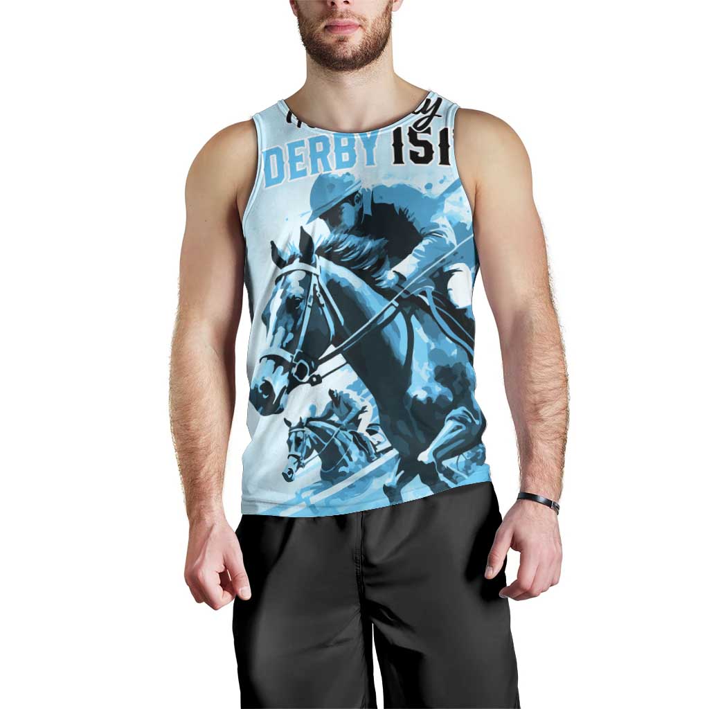 Personalised Kentucky Horse Racing Men Tank Top 151st Anniversary Sporting Art Blue Version LT9