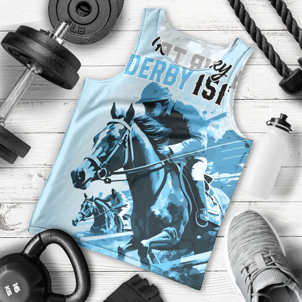 Personalised Kentucky Horse Racing Men Tank Top 151st Anniversary Sporting Art Blue Version LT9