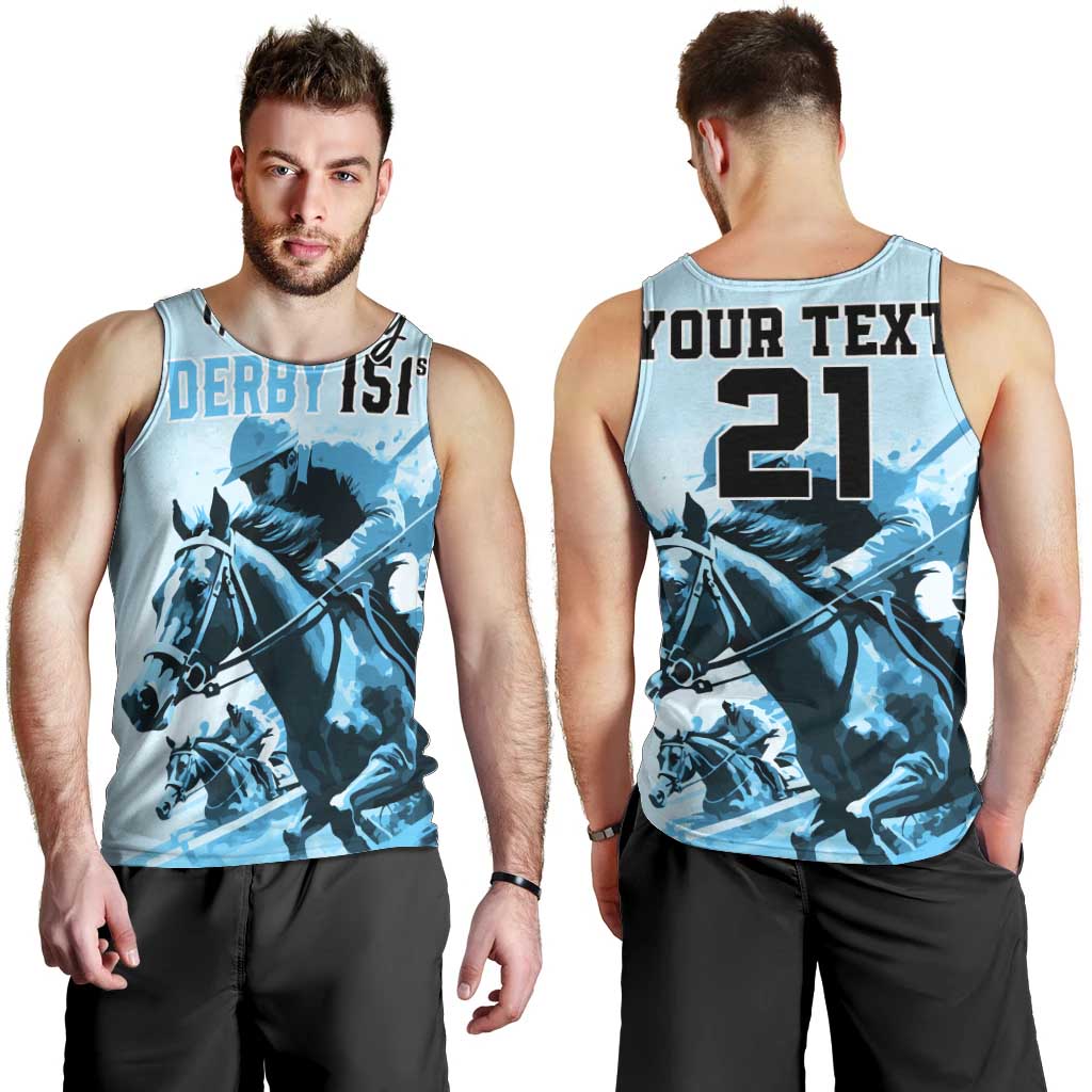 Personalised Kentucky Horse Racing Men Tank Top 151st Anniversary Sporting Art Blue Version LT9