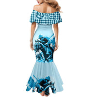 Personalised Kentucky Horse Racing Mermaid Dress 151st Anniversary Sporting Art Blue Version LT9