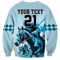 Personalised Kentucky Horse Racing Sweatshirt 151st Anniversary Sporting Art Blue Version LT9