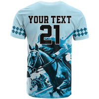 Personalised Kentucky Horse Racing T Shirt 151st Anniversary Sporting Art Blue Version LT9