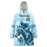 Personalised Kentucky Horse Racing Wearable Blanket Hoodie 151st Anniversary Sporting Art Blue Version LT9