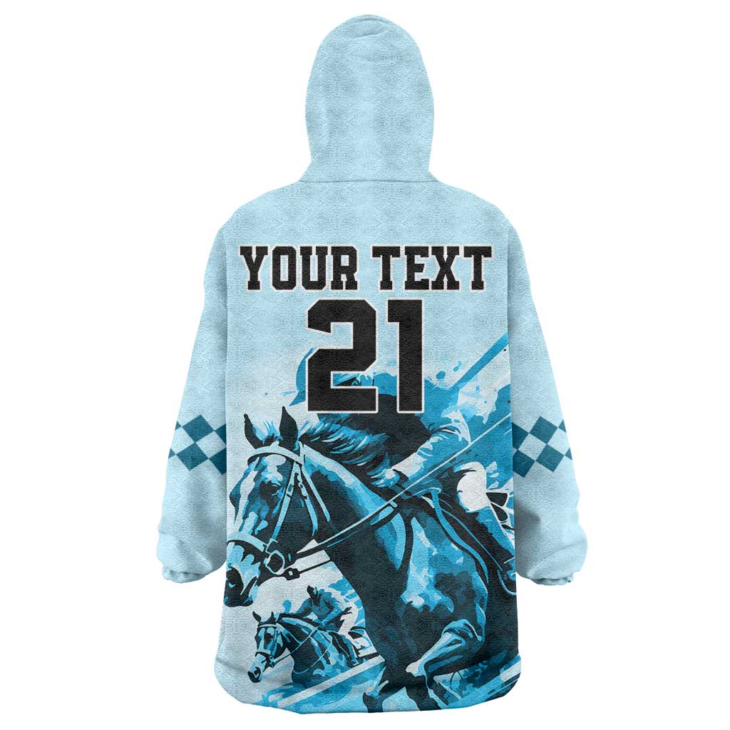 Personalised Kentucky Horse Racing Wearable Blanket Hoodie 151st Anniversary Sporting Art Blue Version LT9