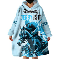 Personalised Kentucky Horse Racing Wearable Blanket Hoodie 151st Anniversary Sporting Art Blue Version LT9