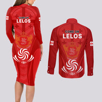 Georgia Rugby Couples Matching Long Sleeve Bodycon Dress and Long Sleeve Button Shirts World Cup 2023 Come On Lelos LT9 - Wonder Print Shop