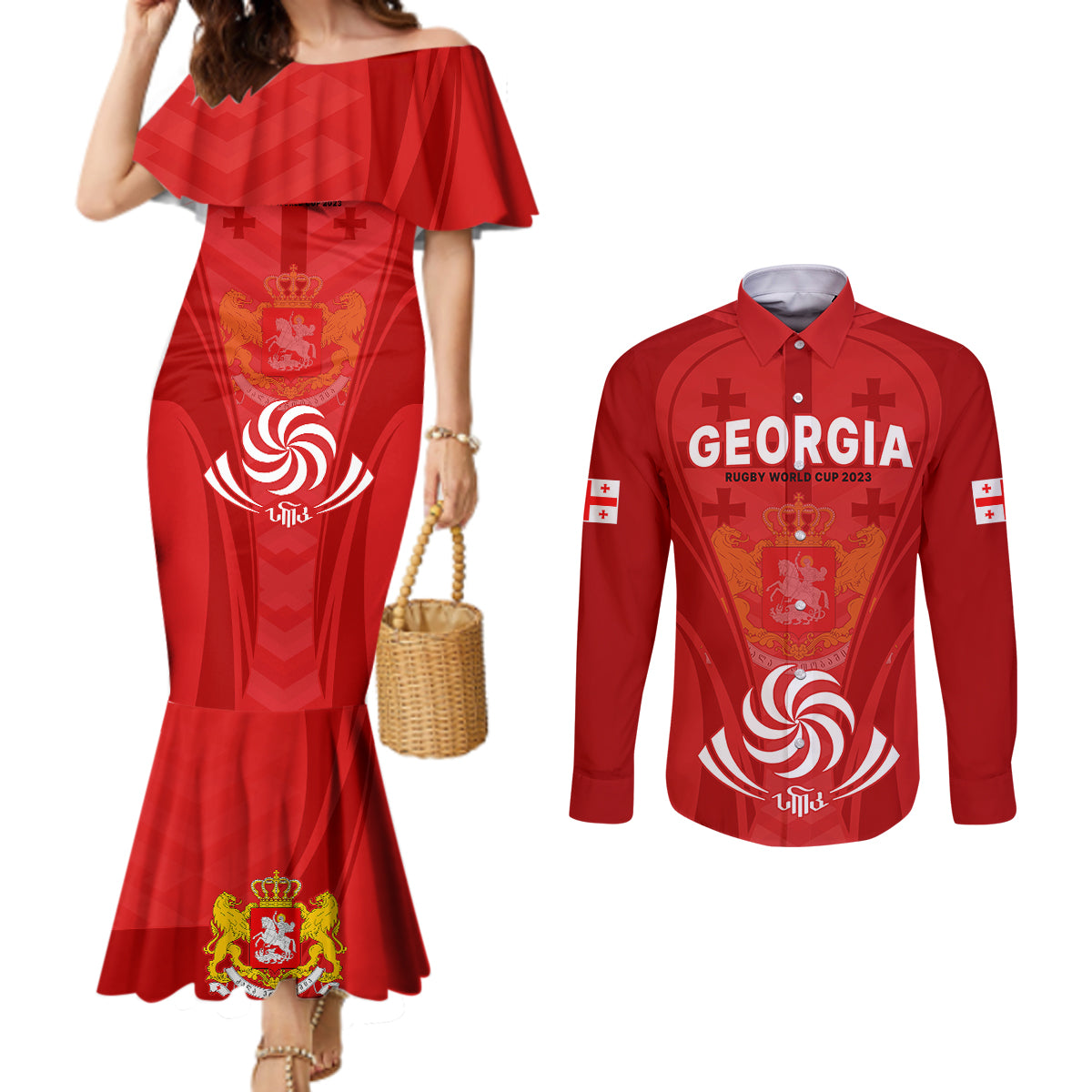 georgia-rugby-couples-matching-mermaid-dress-and-long-sleeve-button-shirts-world-cup-2023-come-on-lelos