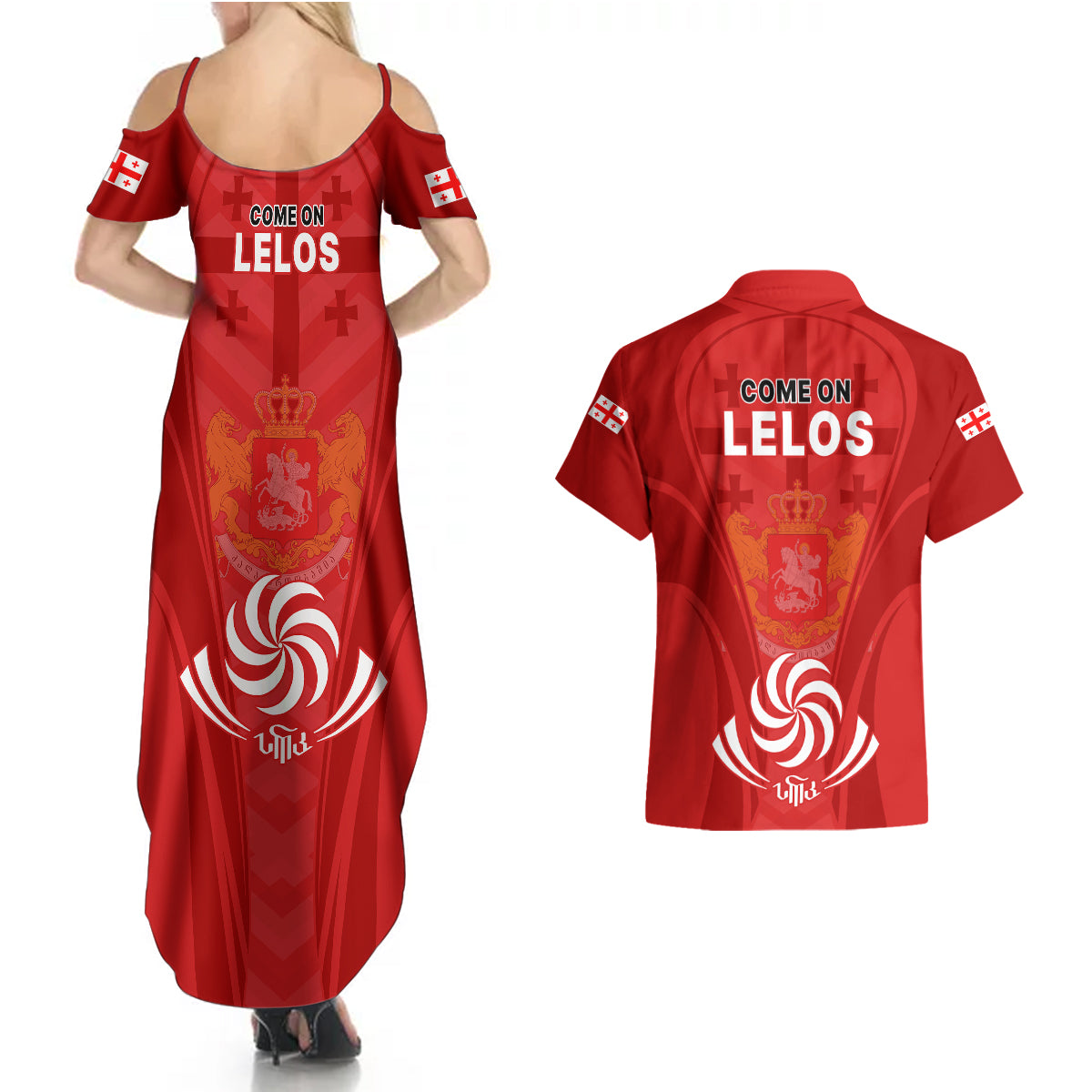 Georgia Rugby Couples Matching Summer Maxi Dress and Hawaiian Shirt World Cup 2023 Come On Lelos LT9 - Wonder Print Shop