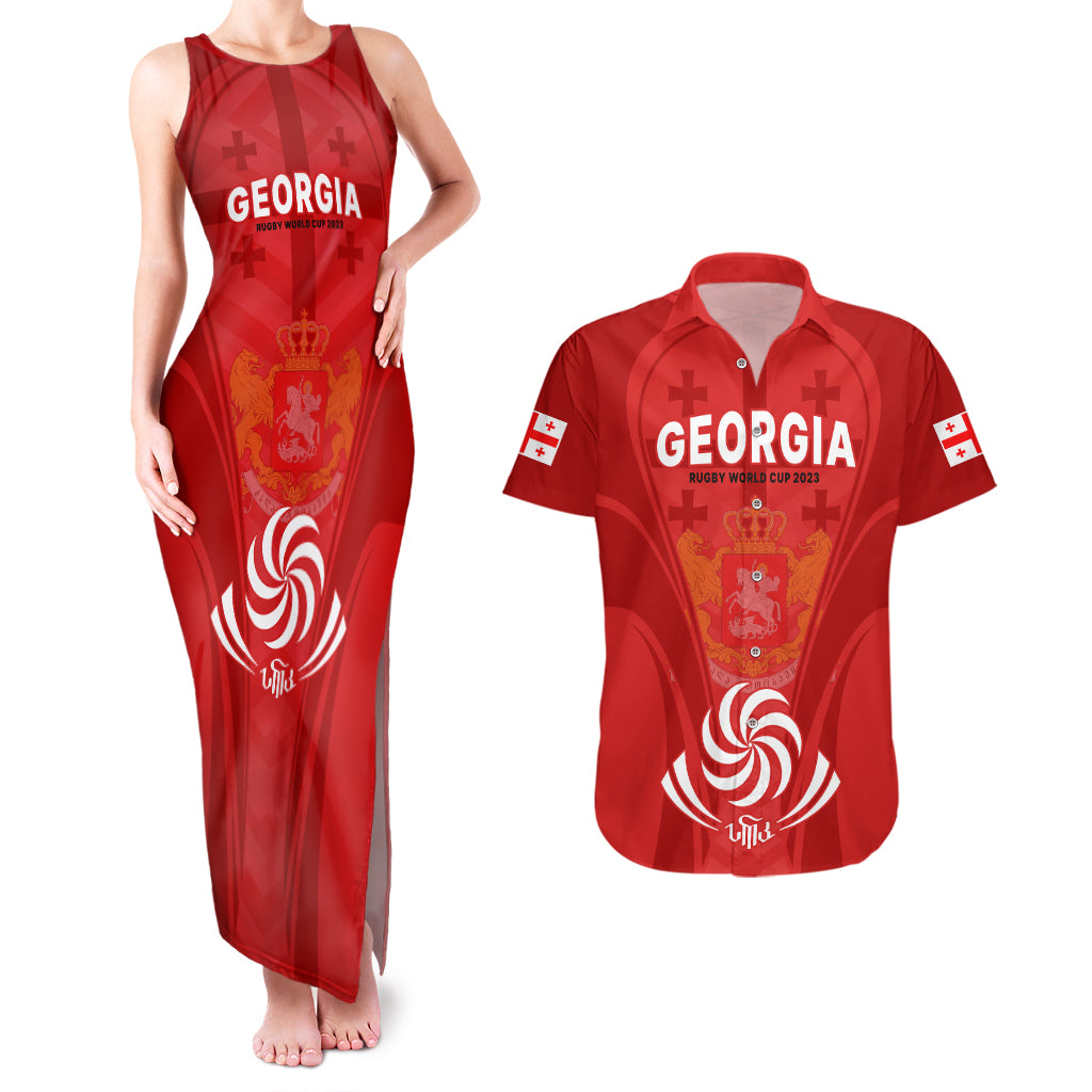 Georgia Rugby Couples Matching Tank Maxi Dress and Hawaiian Shirt World Cup 2023 Come On Lelos LT9 - Wonder Print Shop