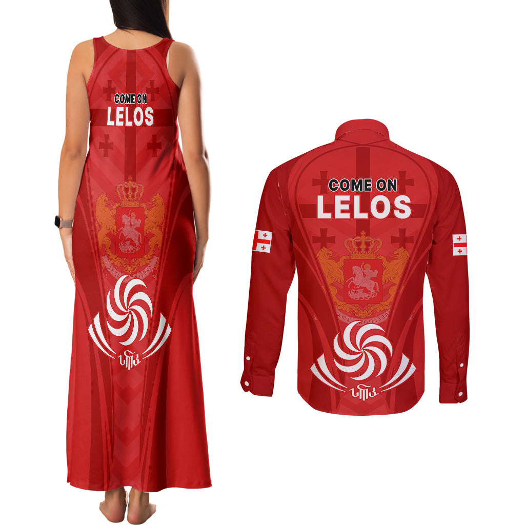 Georgia Rugby Couples Matching Tank Maxi Dress and Long Sleeve Button Shirts World Cup 2023 Come On Lelos LT9 - Wonder Print Shop