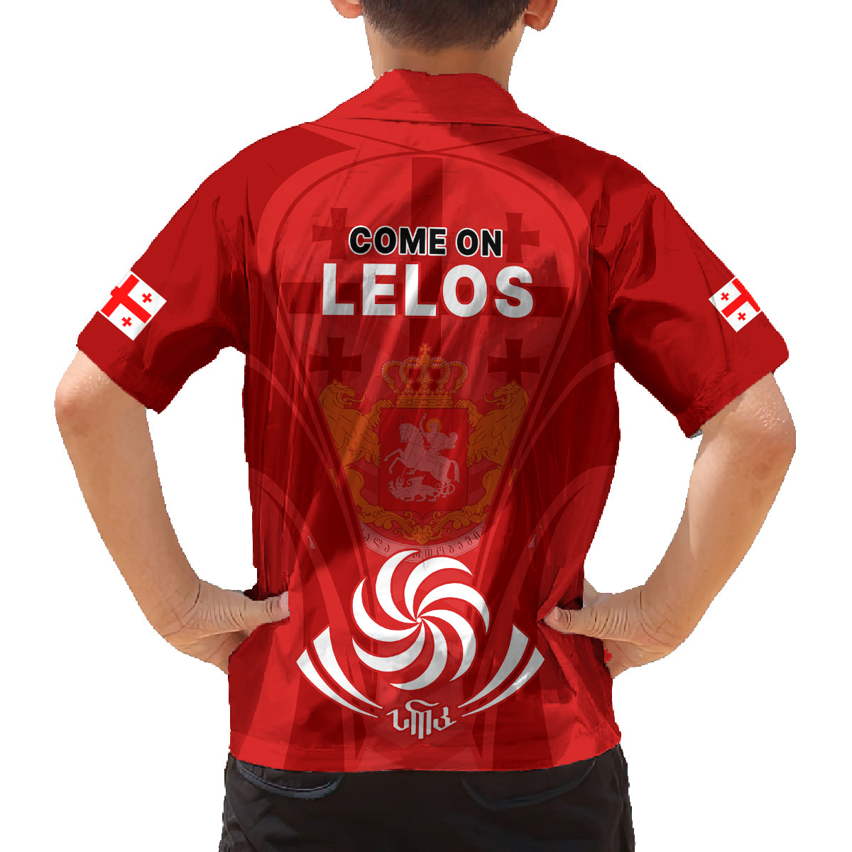 Georgia Rugby Family Matching Off Shoulder Long Sleeve Dress and Hawaiian Shirt World Cup 2023 Come On Lelos - Wonder Print Shop