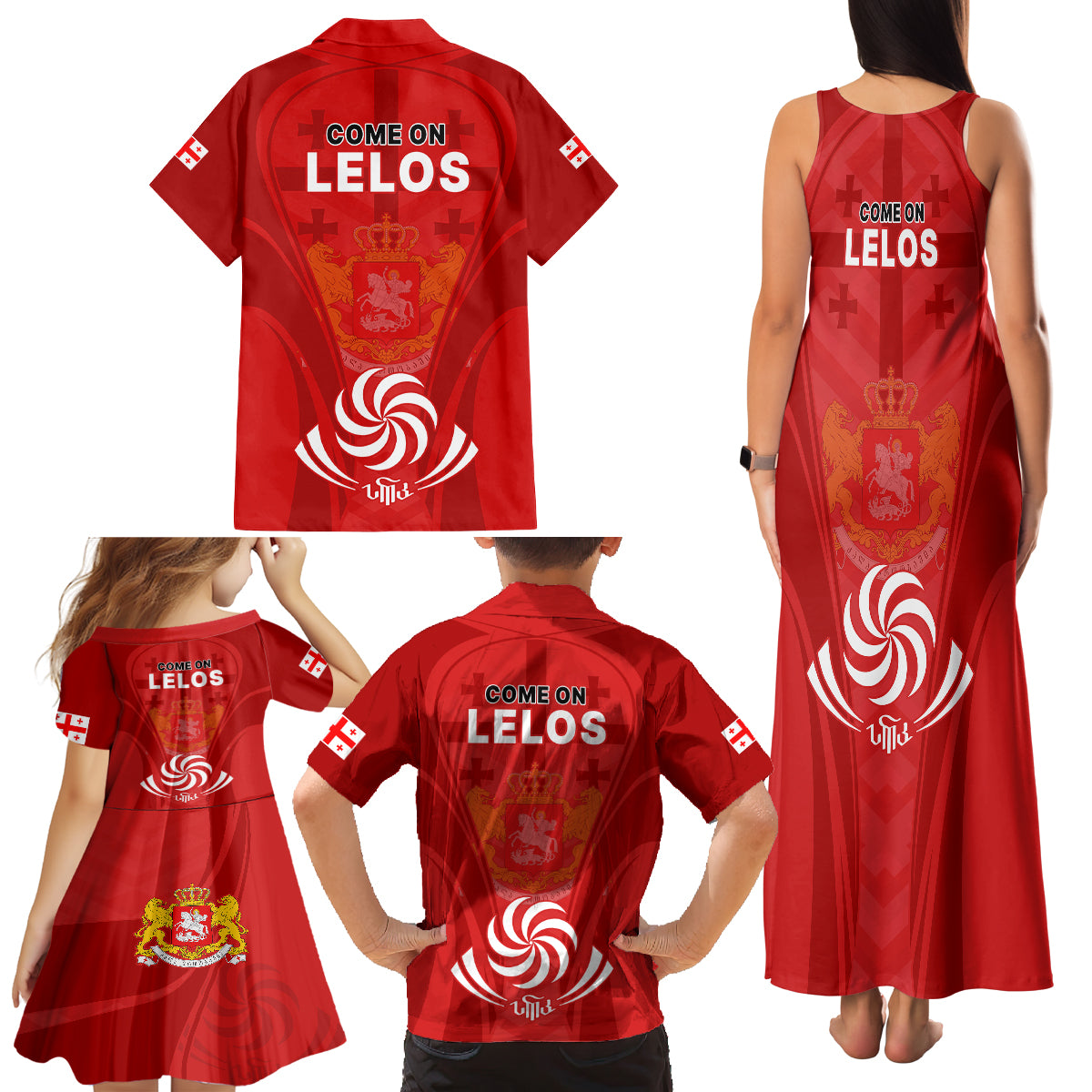 Georgia Rugby Family Matching Tank Maxi Dress and Hawaiian Shirt World Cup 2023 Come On Lelos - Wonder Print Shop