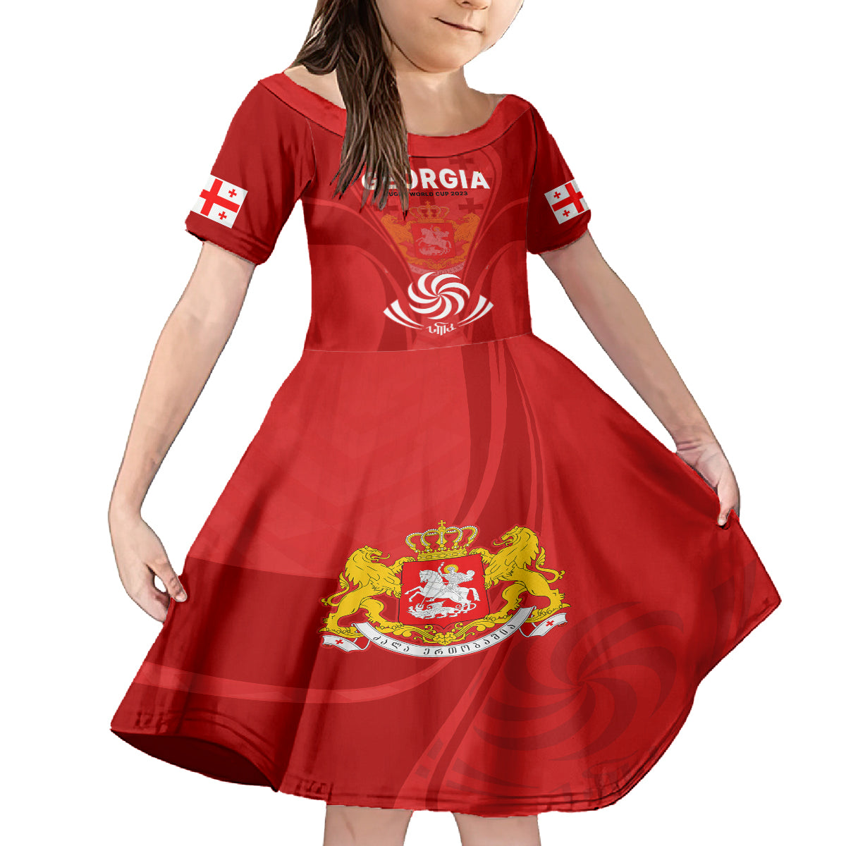 Georgia Rugby Kid Short Sleeve Dress World Cup 2023 Come On Lelos - Wonder Print Shop
