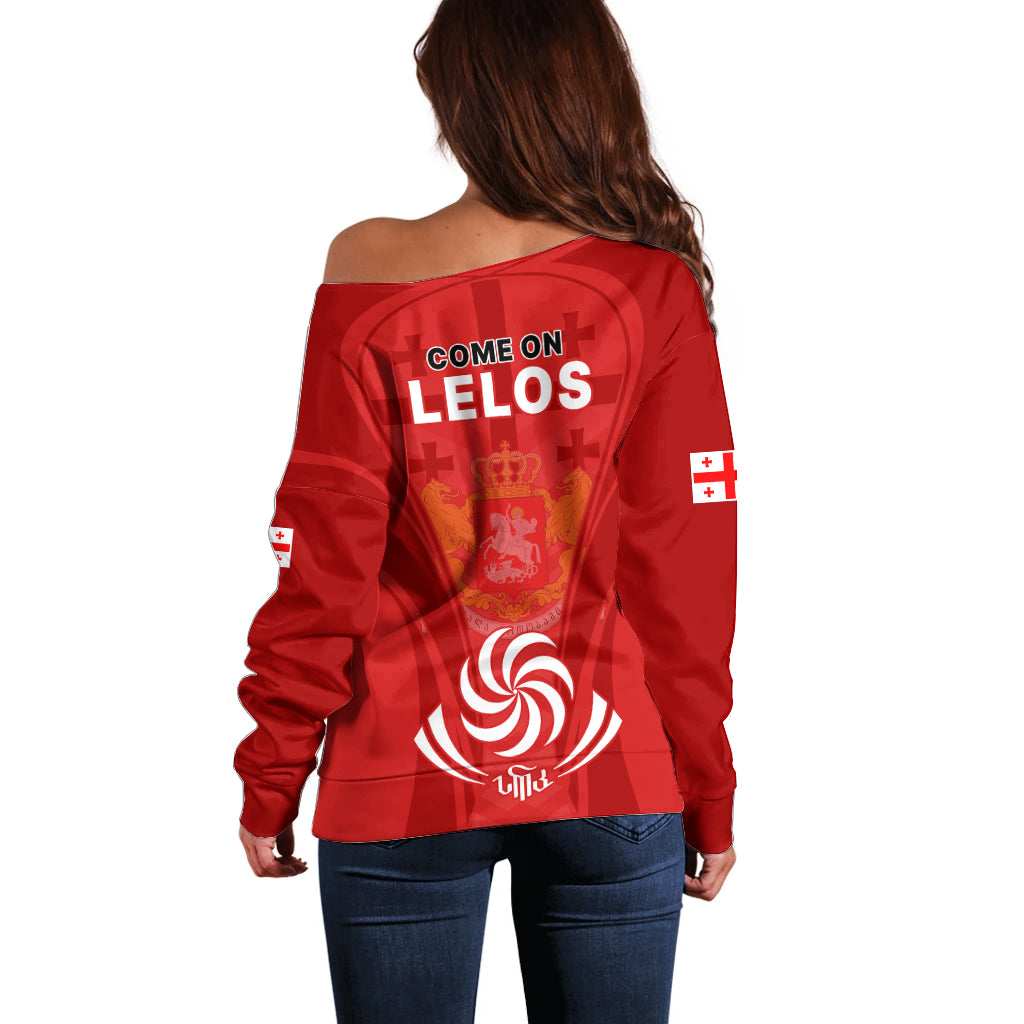 Georgia Rugby Off Shoulder Sweater World Cup 2023 Come On Lelos - Wonder Print Shop