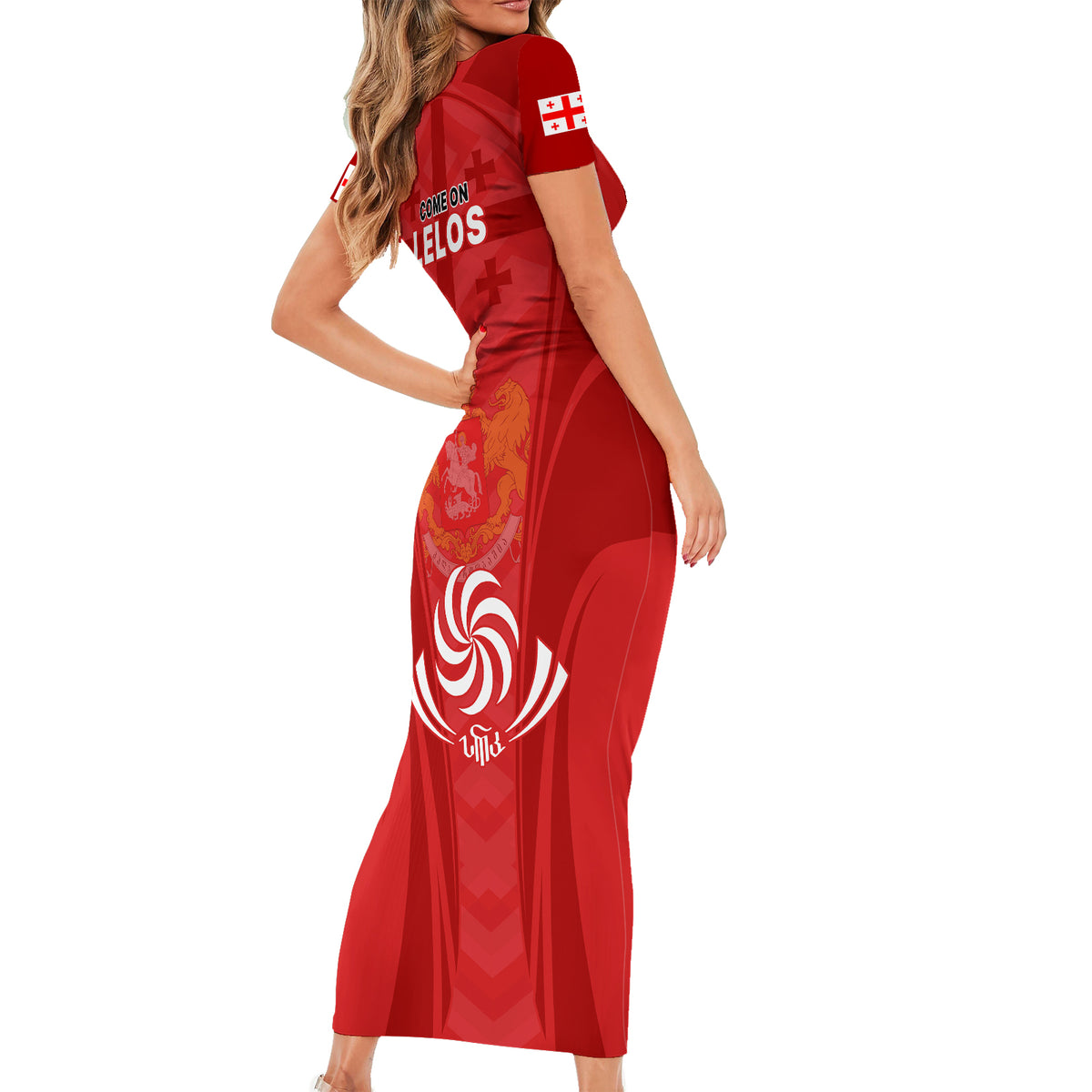 Georgia Rugby Short Sleeve Bodycon Dress World Cup 2023 Come On Lelos - Wonder Print Shop