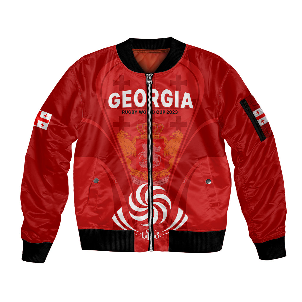 Georgia Rugby Sleeve Zip Bomber Jacket World Cup 2023 Come On Lelos - Wonder Print Shop