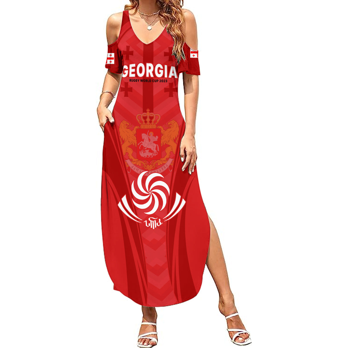 Georgia Rugby Summer Maxi Dress World Cup 2023 Come On Lelos - Wonder Print Shop