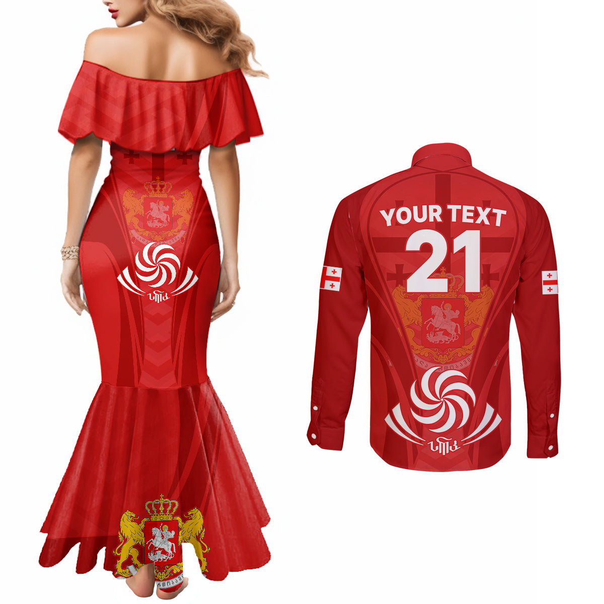 custom-georgia-rugby-couples-matching-mermaid-dress-and-long-sleeve-button-shirts-world-cup-2023-come-on-lelos