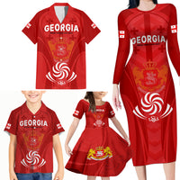 Custom Georgia Rugby Family Matching Long Sleeve Bodycon Dress and Hawaiian Shirt World Cup 2023 Come On Lelos LT9 - Wonder Print Shop