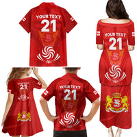 Custom Georgia Rugby Family Matching Puletasi Dress and Hawaiian Shirt World Cup 2023 Come On Lelos - Wonder Print Shop