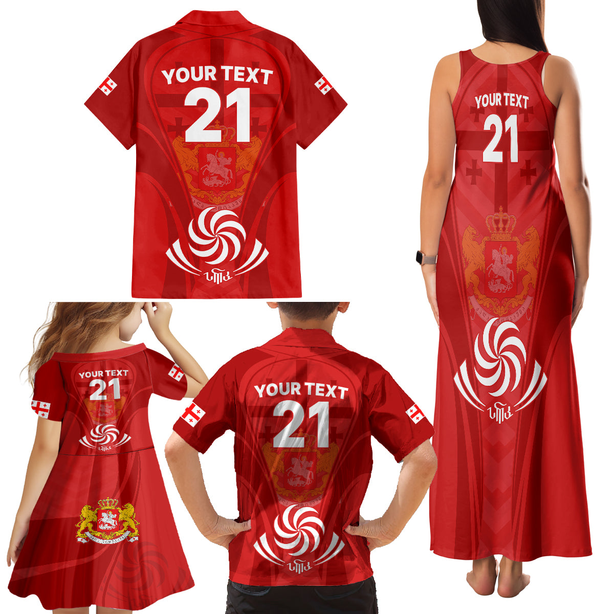 Custom Georgia Rugby Family Matching Tank Maxi Dress and Hawaiian Shirt World Cup 2023 Come On Lelos - Wonder Print Shop