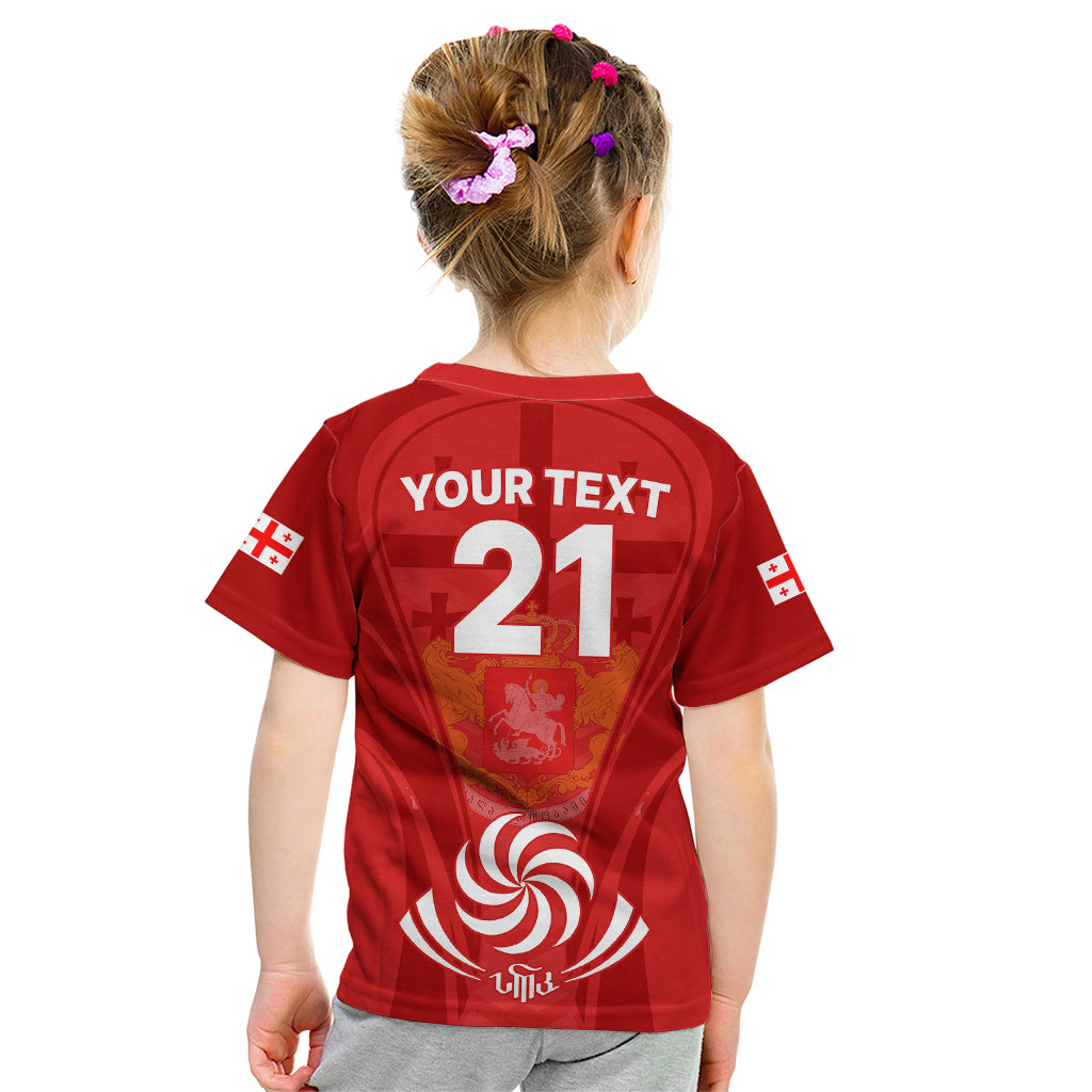 Custom Georgia Rugby Kid T Shirt World Cup 2023 Come On Lelos - Wonder Print Shop