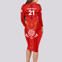 Custom Georgia Rugby Long Sleeve Bodycon Dress World Cup 2023 Come On Lelos - Wonder Print Shop