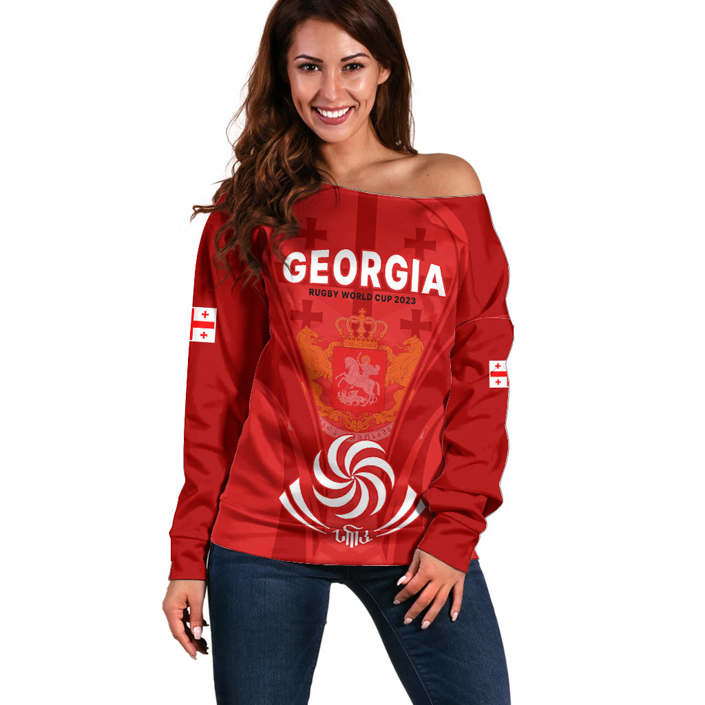 Custom Georgia Rugby Off Shoulder Sweater World Cup 2023 Come On Lelos - Wonder Print Shop