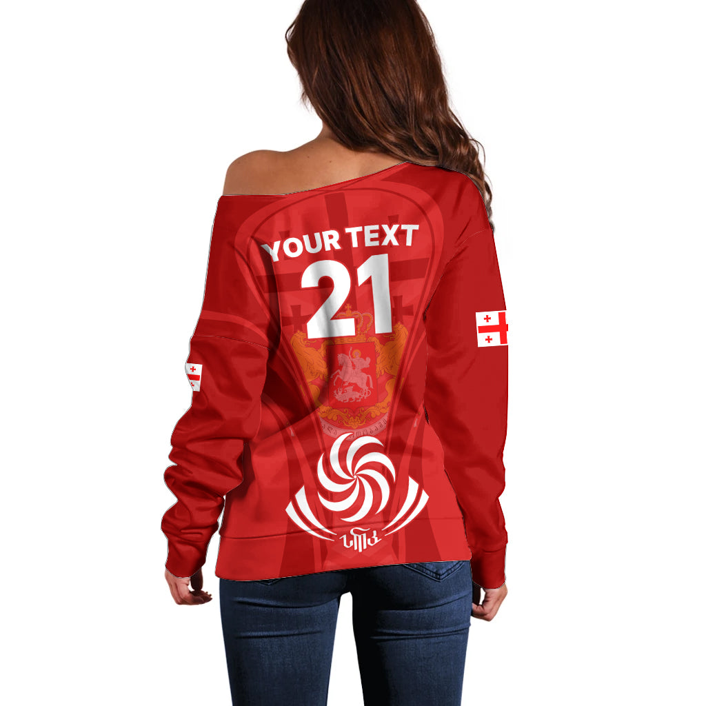 Custom Georgia Rugby Off Shoulder Sweater World Cup 2023 Come On Lelos - Wonder Print Shop