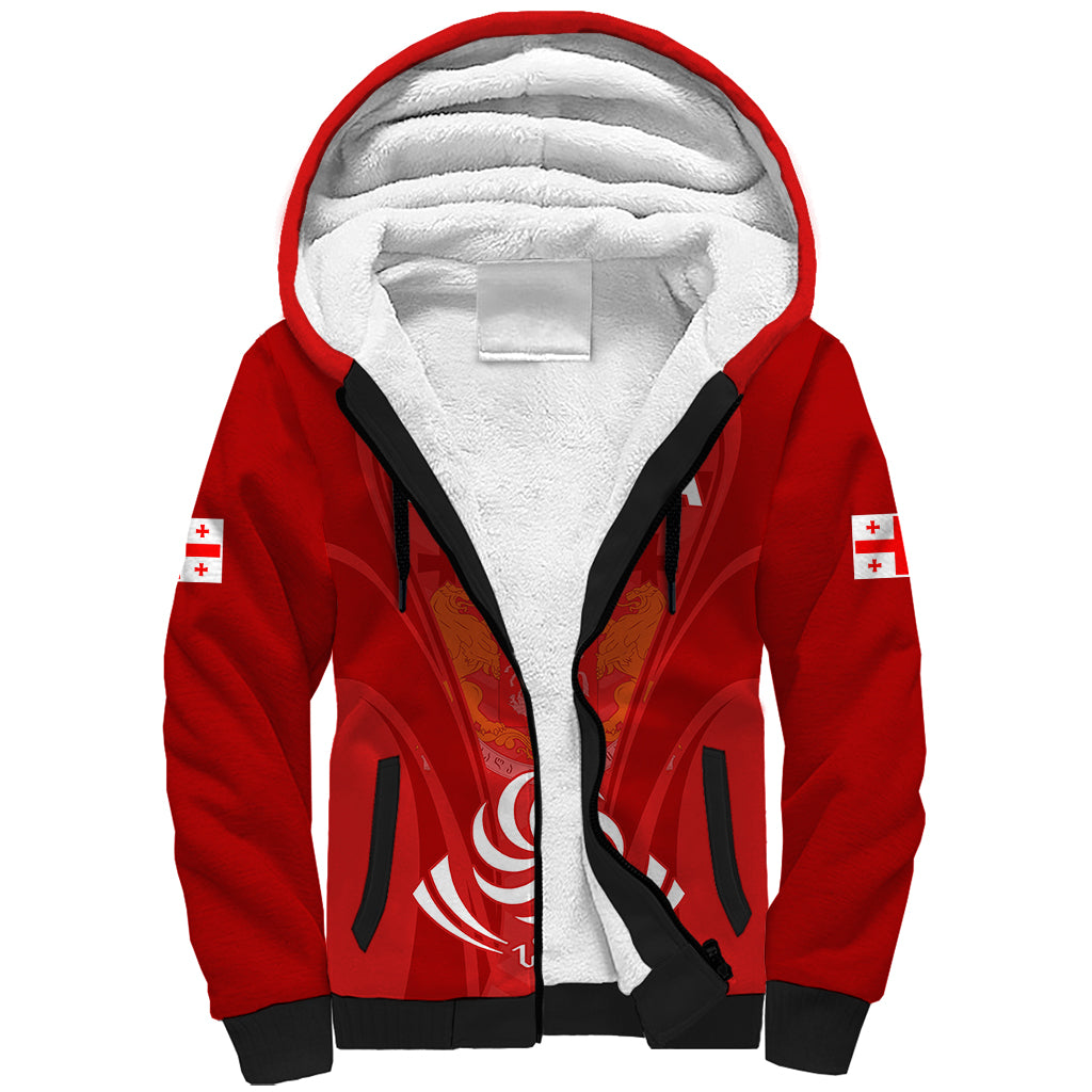 Custom Georgia Rugby Sherpa Hoodie World Cup 2023 Come On Lelos - Wonder Print Shop