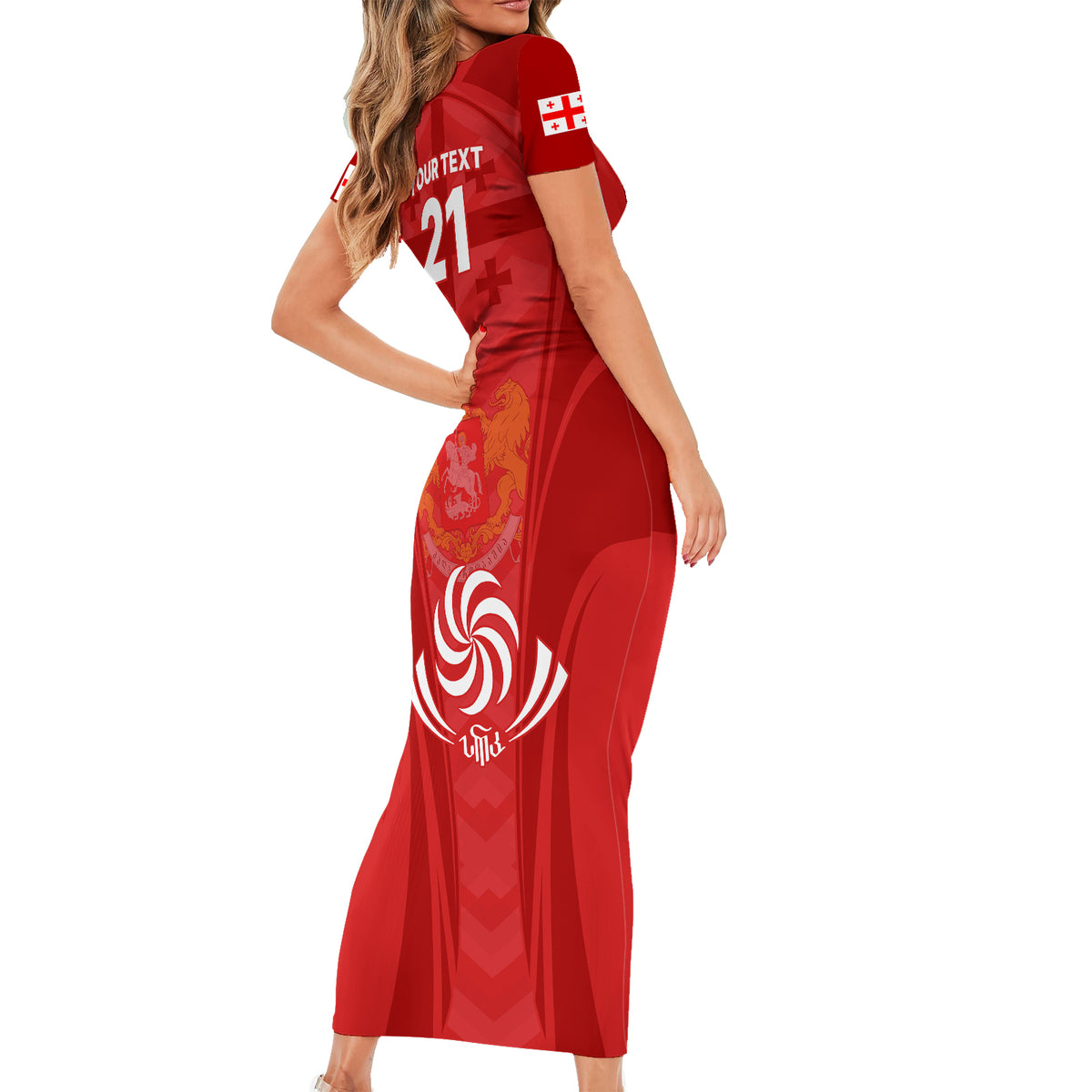 Custom Georgia Rugby Short Sleeve Bodycon Dress World Cup 2023 Come On Lelos - Wonder Print Shop
