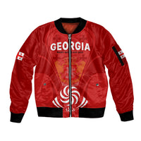 Custom Georgia Rugby Sleeve Zip Bomber Jacket World Cup 2023 Come On Lelos - Wonder Print Shop