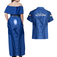 Italy Rugby Couples Matching Off Shoulder Maxi Dress and Hawaiian Shirt World Cup 2023 Go Gli Azzurri Sporty Style LT9 - Wonder Print Shop