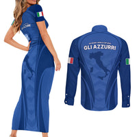 Italy Rugby Couples Matching Short Sleeve Bodycon Dress and Long Sleeve Button Shirts World Cup 2023 Go Gli Azzurri Sporty Style LT9 - Wonder Print Shop
