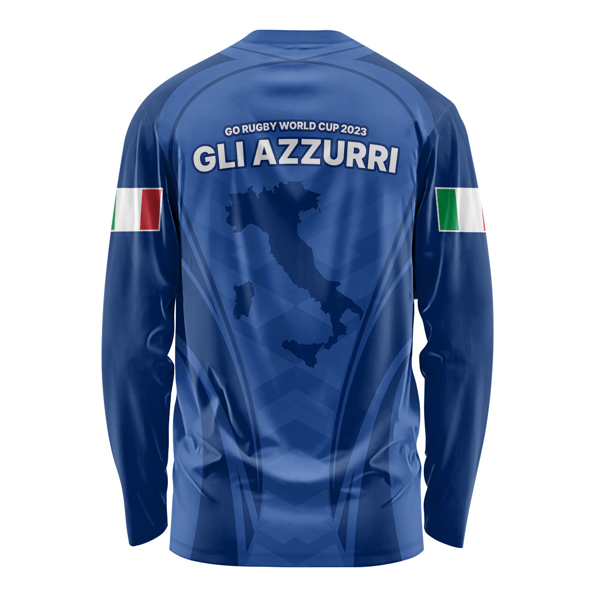 Italy Rugby Long Sleeve Shirt World Cup 2023 Go Gli Azzurri Sporty Style - Wonder Print Shop