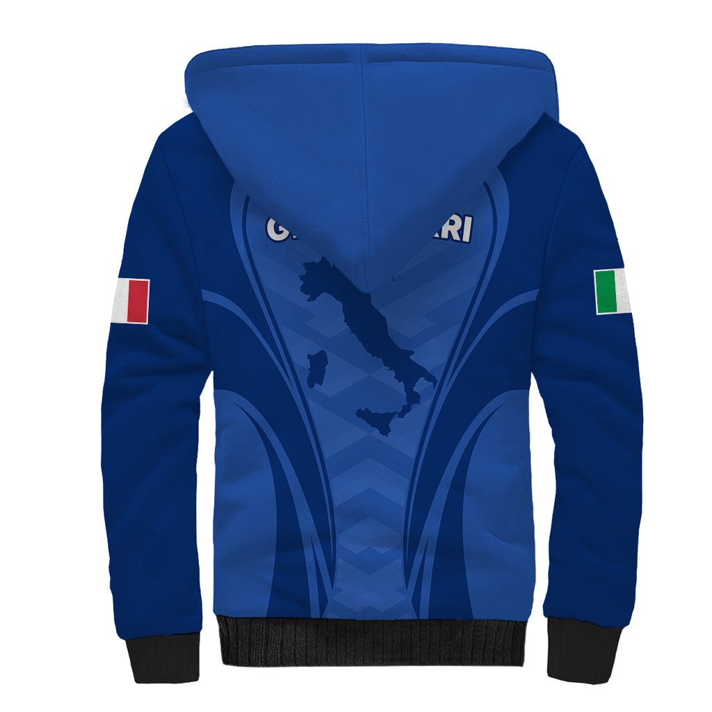 Italy Rugby Sherpa Hoodie World Cup 2023 Go Gli Azzurri Sporty Style - Wonder Print Shop