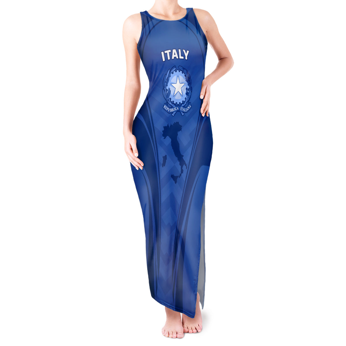 Italy Rugby Tank Maxi Dress World Cup 2023 Go Gli Azzurri Sporty Style - Wonder Print Shop