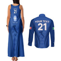 Custom Italy Rugby Couples Matching Tank Maxi Dress and Long Sleeve Button Shirts World Cup 2023 Go Gli Azzurri Sporty Style LT9 - Wonder Print Shop